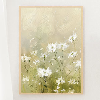 Pastel Olive Green Wildflower Meadow Print 1 of 3