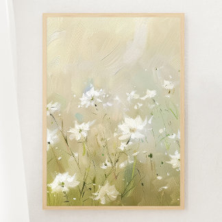 Pastel Olive Green Wildflower Meadow Print 2 of 3