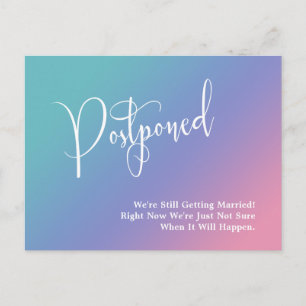 Pastel Ombre Gradient Postponed Wedding Postcard