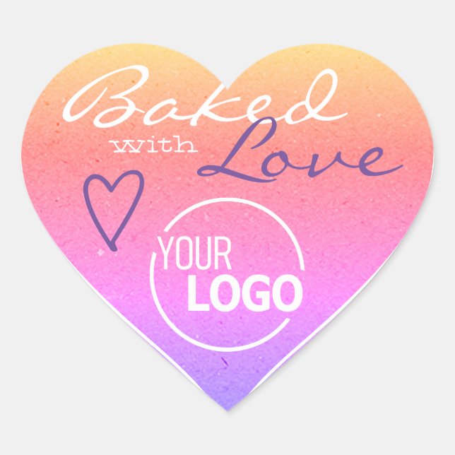Pastel Ombre Made with Love Heart Logo Template Heart Sticker (Front)
