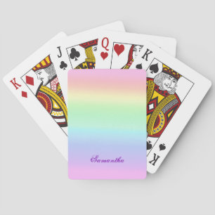 Pastel Ombre Rainbow Add Your Name Playing Cards