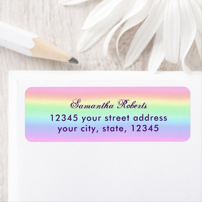 Pastel Ombre Rainbow Adresse de retour (En situation)