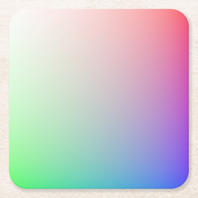Pastel Ombre Rainbow Colours Square Paper Coaster (Front)