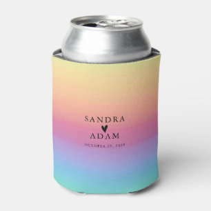 Pastel Ombre Rainbow Colours Wedding Favour Gift Can Cooler