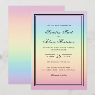 Pastel Ombre Rainbow Colours Wedding  Invitation