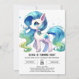 Pastel Online Horse Birthday Invitation