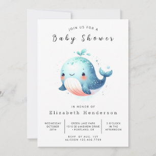 Pastel Online Whale Baby Shower Invitation