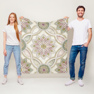Pastel Opalescent Floral Mosaic - Mandala Fleece Blanket