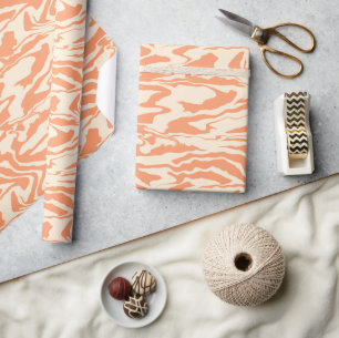 Pastel Orange and Cream Tiger Stripes Wrapping Paper