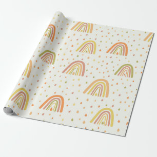 Pastel Orange and Yellow Boho Rainbows  Pattern  Wrapping Paper