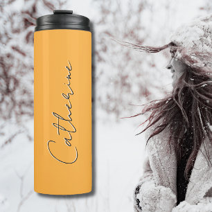 Pastel Orange Black Elegant Minimal Customized Thermal Tumbler