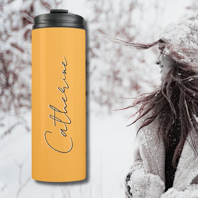 Pastel Orange Black Elegant Minimal Customized Thermal Tumbler (Creator Uploaded)