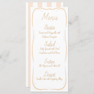 Pastel Orange Border Stried Mariage Menu