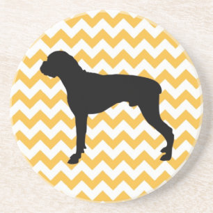 Pastel Orange Chevron With Boxer Silhouette Coaster