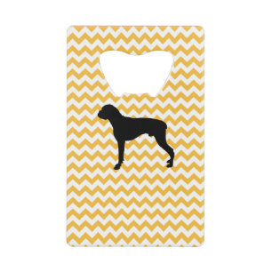 Pastel Orange Chevron With Boxer Silhouette Credit Card Bottle Opener