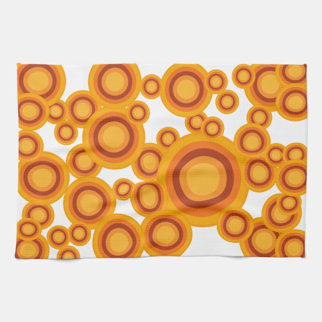 pastel orange circle kitchen towel (Horizontal)