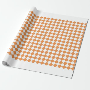 Pastel Orange Diamond Chequerboard pattern Wrapping Paper
