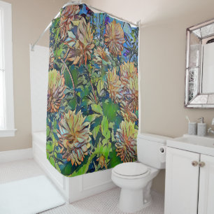 Pastel Orange Fleurs Douche Rideau