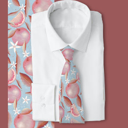 Pastel orange fruit floral Pattern Tie