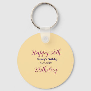 Pastel orange happy 30th birthday name date purple keychain