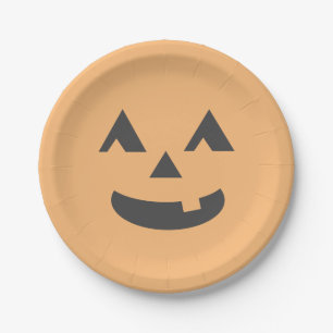 Pastel orange jack-o-lantern halloween party plate