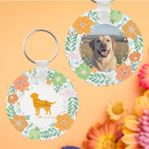 Pastel Orange Labrador Retriever Custom Photo Keychain