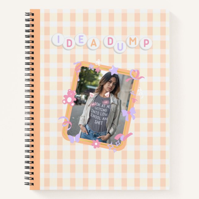 Pastel Orange Light Pink Purple with Costome Image Notebook (Front)