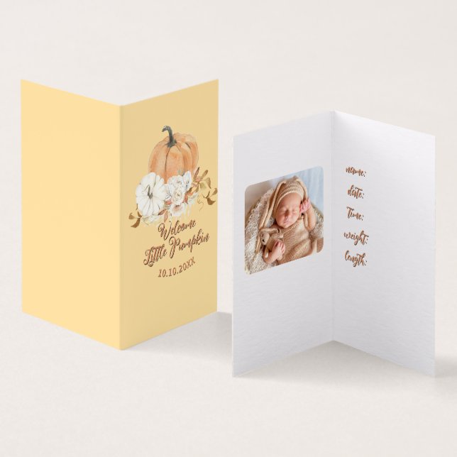 Pastel Orange Little Pumpkin Baby Announcement (Inside and Outside)