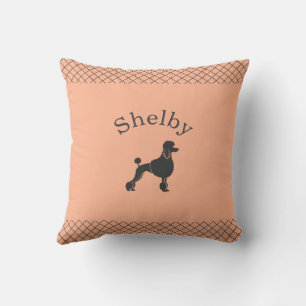 Pastel Orange Poodle Personalized Matching Throw Pillow