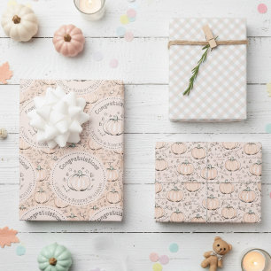 Pastel Orange Pumpkin Mom to Be Congratulations Wrapping Paper Sheet