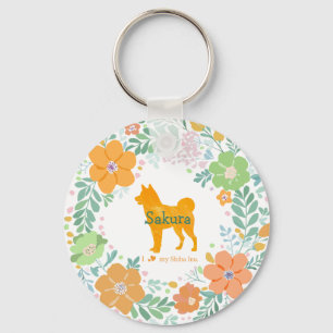 Pastel Orange Shiba Inu Custom Name & Photo Keychain