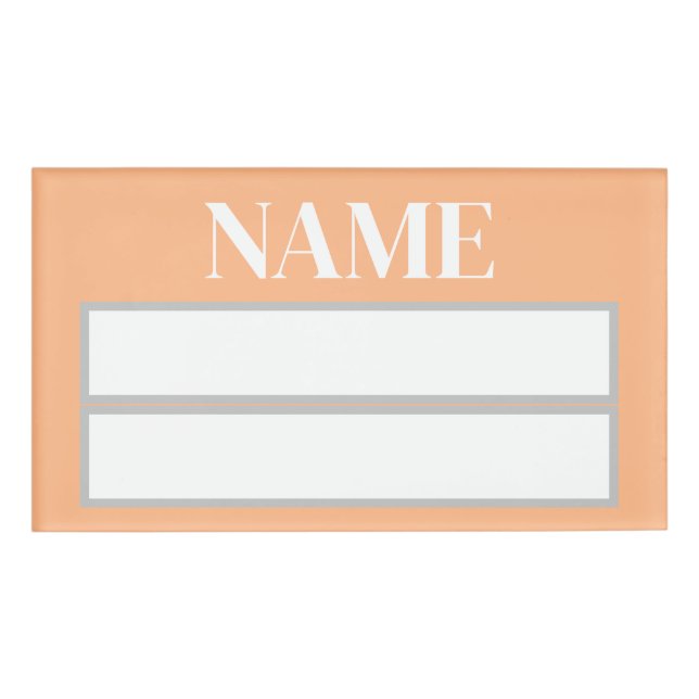 Pastel Orange Square Name Tag (Front)