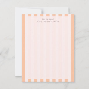 Pastel Orange Stripes Elegant Monogram Card