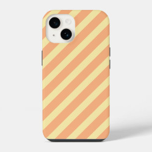 Pastel Orange Yellow Diagonal Stripes iPhone 14 Case