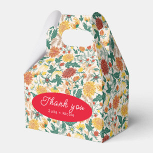 Pastel Orange Yellow Spring Dahlia Flowers Wedding Favor Box