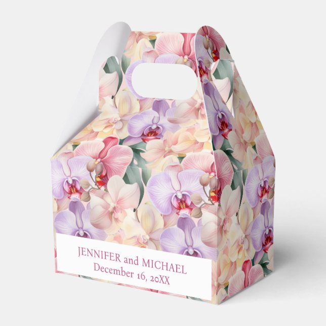 Pastel Orchids Watercolor Favour Boxes (Front Side)