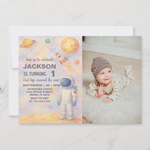 Pastel Outer Space Birthday Invitation