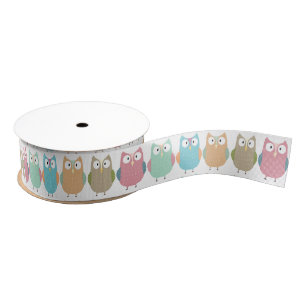 Pastel Owls on Parade Grosgrain Ribbon