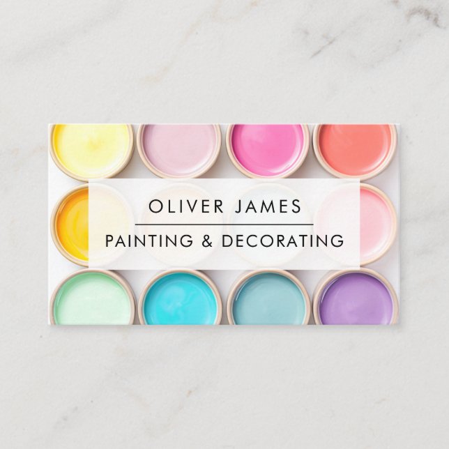 Pastel paint pots Artist Painter or Decorator Business Card (Front)