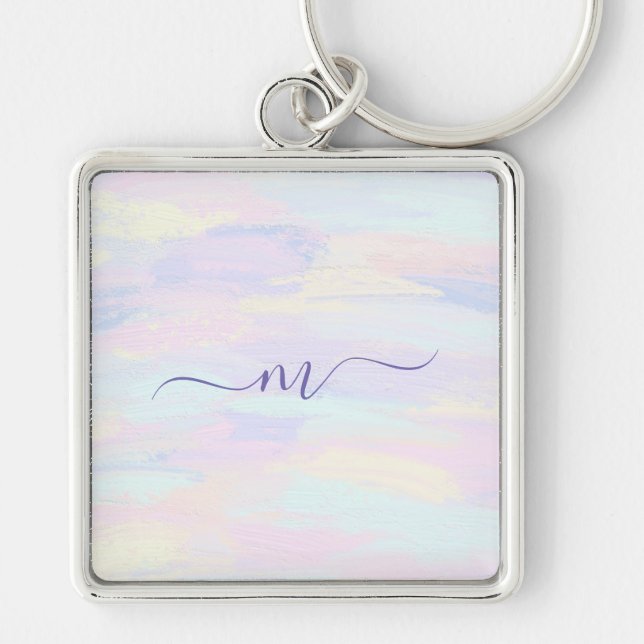 Pastel Paint Strokes Keychain (Front)