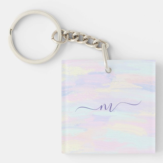 Pastel Paint Strokes Keychain (Front)