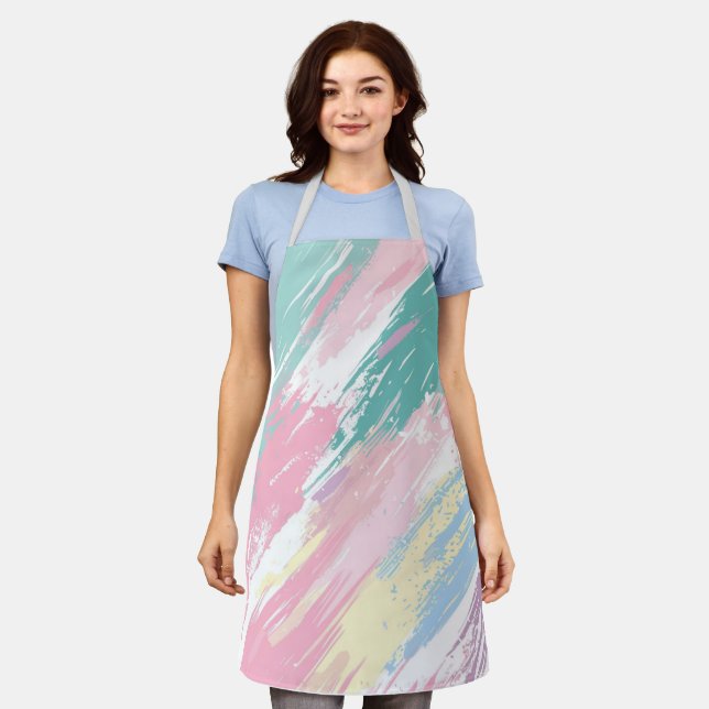 Pastel Paint Strokes Pattern Apron (Worn)