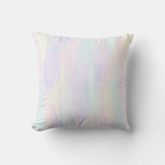 Pastel Paint Strokes Throw Pillow (Front)