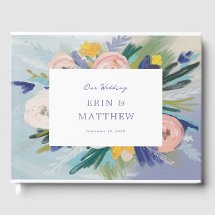 Pastel Painted Florals and Photo Wedding Guest Book