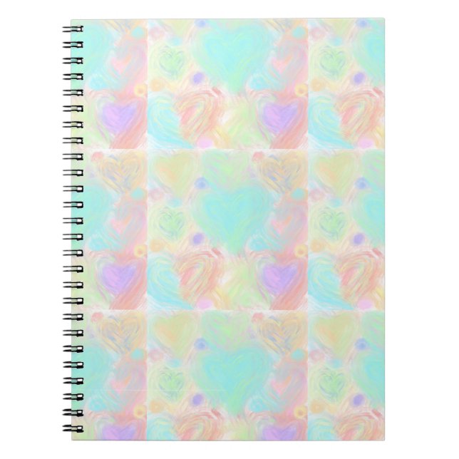 Pastel Painted Hearts Notebook (Front)