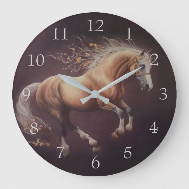 Pastel Painting Of A Running Horse                 Large Clock (Front)