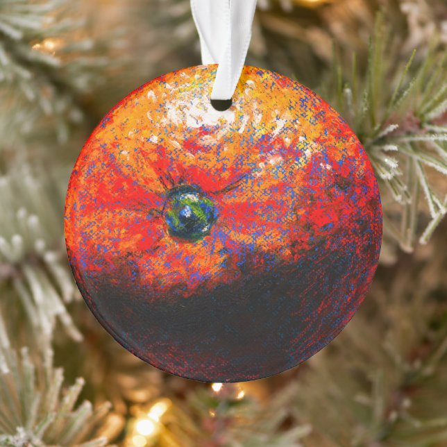 Pastel painting of an orange citrus fruit ornament (Tree)