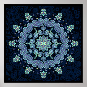 Pastel Paisley Kaleidoscope Mandala Print