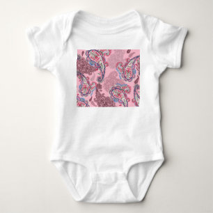 Pastel paisley, traditional ethnic seamless patter baby bodysuit