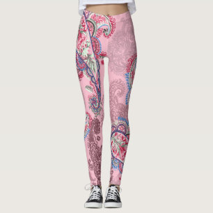 Pastel paisley, traditional ethnic seamless patter leggings